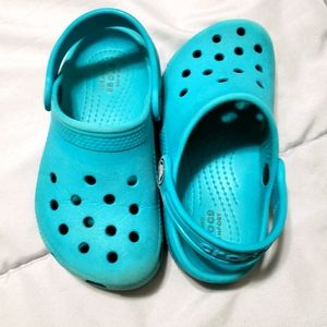 Aqua blue kids Crocs